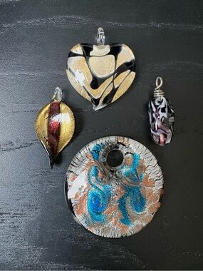 4 Art Glass Pendants